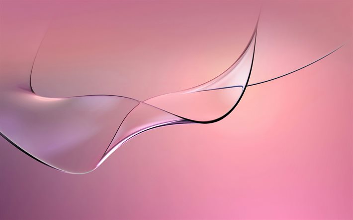 ピンクの波, ガラスの波, ピンクの背景, 波