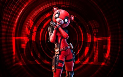 Cuddlepool Fortnite, 4k, red spiral background, Fortnite, creative, Cuddlepool Skin, Fortnite Cuddlepool Skin, Cuddlepool, Fortnite characters