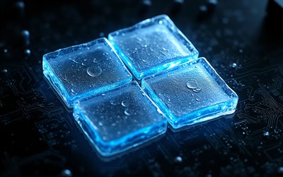 logotipo de hielo de windows 11, 4k, signo de hielo azul de windows 11, logotipo de windows 11, emblema de hielo brillante de windows 11, ventanas 11, fondo de tecnología azul, logotipo de windows, ventanas