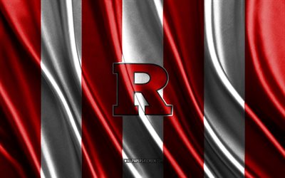 4k, Rutgers Scarlet Knights logo, NCAA, red white silk texture, Rutgers Scarlet Knights flag, American football club, silk flag, Rutgers Scarlet Knights emblem, USA, Rutgers Scarlet Knights