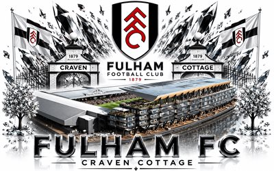 fulham fc logo, 4k, englantilainen jalkapalloseura, fulham fc, kristalli taidetta, fulham fc  tunnus, cravenin mökki, fulham, englanti, jalkapallo, valioliiga