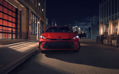 2026, toyota camry, 4k, vista frontal, exterior, sedán rojo, toyota camry rojo, toyota camry híbrido xse, nuevo toyota camry 2026, autos japoneses, toyota
