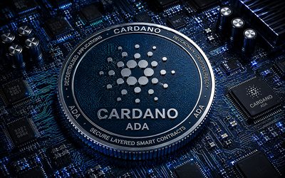 logotipo cardano, 4k, fundo de tecnologia azul, cardano, blockchain, ada, emblema cardano, sinal de cardano, moeda cardano, criptomoeda, logotipo cardano 3d