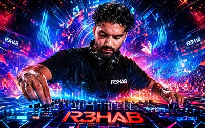 r3hab, 4k, حفلة موسيقية, خلفية رقمية ملونة, دي جي هولندي, نجوم الموسيقى, وحدة تحكم دي جي, موسيقى الرقص الإلكترونية, النجوم, فاضل الغول, المشاهير البرازيليين, فن r3hab, دي جي شعبي, r3hab 4k