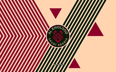 logotipo del club al kholood, 4k, equipo de fútbol saudí, fondo de líneas beige rojo, club al kholood, liga profesional saudí, arabia saudita, arte lineal, emblema del club al kholood, fútbol americano