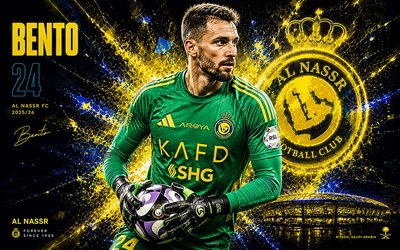 Bento, 4k, blue yellow digital background, Al Nassr, Saudi Pro League, brazilian footballers, Bento 4K, Al Nassr logo, football, Bento Matheus Krepski, soccer, Al Nassr FC, Bento Al Nassr