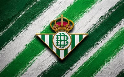 logotipo del real betis, 4k, fondo de pintura blanca verde, real betis, club de fútbol español, emblema del real betis, la liga, españa, fútbol americano