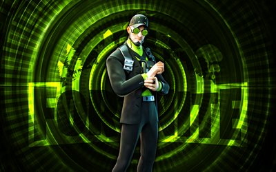 Deadlock Fortnite, 4k, green spiral background, Fortnite, creative, Deadlock Skin, Fortnite Deadlock Skin, Deadlock, Fortnite characters