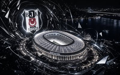Besiktas Park, 4k, aerial view, Turkish Football Club, Tupras Stadyumu, Besiktas logo, Besiktas stadium, Istanbul, Turkey, Vodafone Park