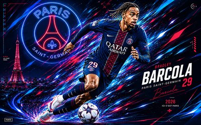 4k, bradley barcola, psg, arte vectorial, fondo vectorial abstracto azul, bradley barcola psg, arte creativo, logotipo del psg, bradley barcola parís saint germain, fútbol americano, parís saint germain