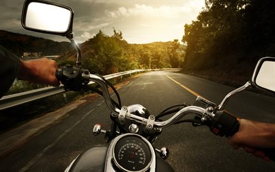 andar de moto, direção de couro de moto, motociclista, estrada, recreação, moto