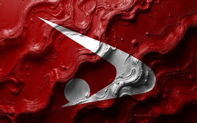 Akita flag, 4k, stone wave texture, Flag of Akita, 3D Akita flag, Japan, flags of Japanese prefectures, Akita