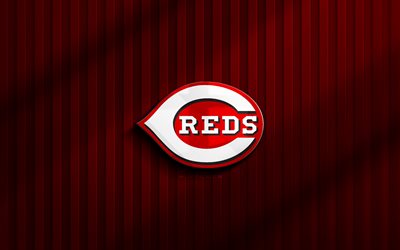 4k, Cincinnati Reds 3D logo, MLB, red 3D background, baseball, Cincinnati Reds emblem, Cincinnati Reds logo, creative, american baseball team, Cincinnati Reds