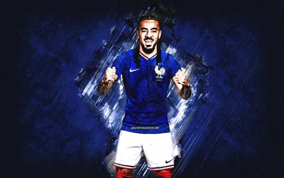 malo ficha, equipo de fútbol nacional de francia, jugador de fútbol francés, fondo de piedra azul, arte grune, francia, fútbol americano, malo gusto francia