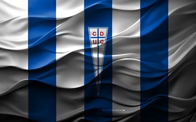 4k, CD Universidad Catolica logo, blue white 3d background, Campeonato Nacional, CD Universidad Catolica emblem, Chilean football team, CD Universidad Catolica flag, 3d texture, Chile, CD Universidad Catolica, football, soccer