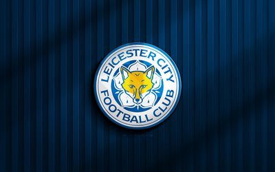 4k, logo 3d leicester city fc, championnat, fond 3d bleu, football, emblème du leicester city fc, logo leicester city fc, leicester city fc, club de football anglais, ville de leicester