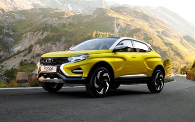 crossovers, 2016, Lada Xcode Concept, road, concepts, yellow lada