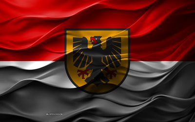 4k, dortmunds flagga, städer i tyskland, 3d dortmund flagga, tyskland, dortmund flagga, 3d textur, dortmunds dag, tyska nationella symboler, 3d konst, dortmund