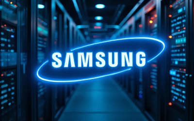 logotipo de neón azul de samsung, 4k, oscuridad, creativo, marcas de electrónica, bastidores de centros de datos, obra de arte, logotipo de samsung, bokeh, logotipo de marcas, logotipo de neón de samsung, samsung, marcas, logotipo azul de samsung