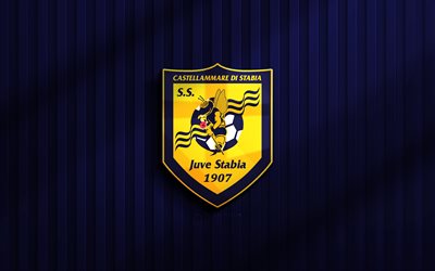 4k, juve stabia 3d logo, serie a, blauer 3d hintergrund, fußball, juve stabia emblem, juve stabia logo, ss juve stabia, italienischer fußballverein, juve stabia fc