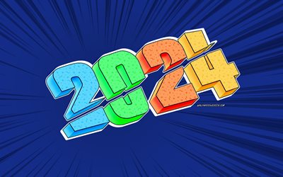 2024 Happy New Year, 2024 3D background, 2024 concepts, 2024 retro background, cut letters, Happy New Year 2024, creative 3D art