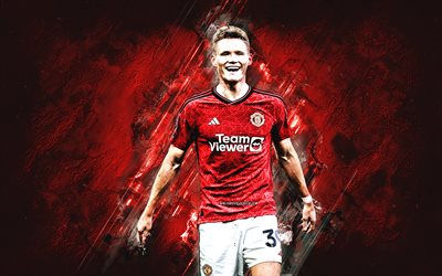 Scott McTominay, Manchester United FC, British football player, red stone background, Premier League, England, football