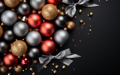 buon natale, capodanno, palle di natale, decorazioni, sfondo con palle di natale, background di natale