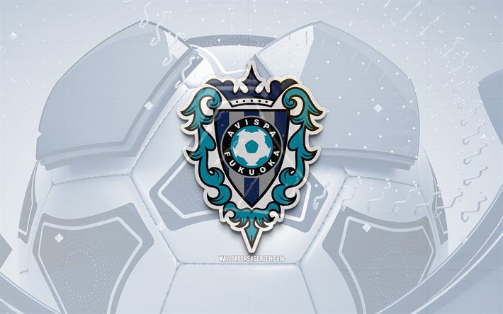 logo avispa fukuoka lucido, 4k, sfondo di calcio blu, lega j1, calcio, squadra di calcio giapponese, logo 3d dell'avispa fukuoka, emblema dell'avispa fukuoka, avispa fukuoka fc, logo sportivo, logo dell'avispa fukuoka, avispa fukuoka