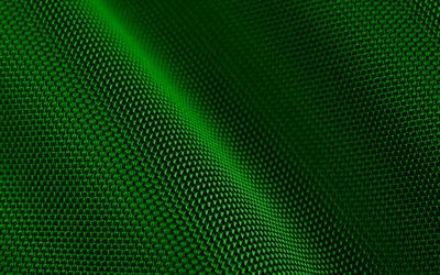 green fabric background, 4K, wavy fabric textures, 3D textures, green fabric, close-up, fabric backgrounds, wavy fabric