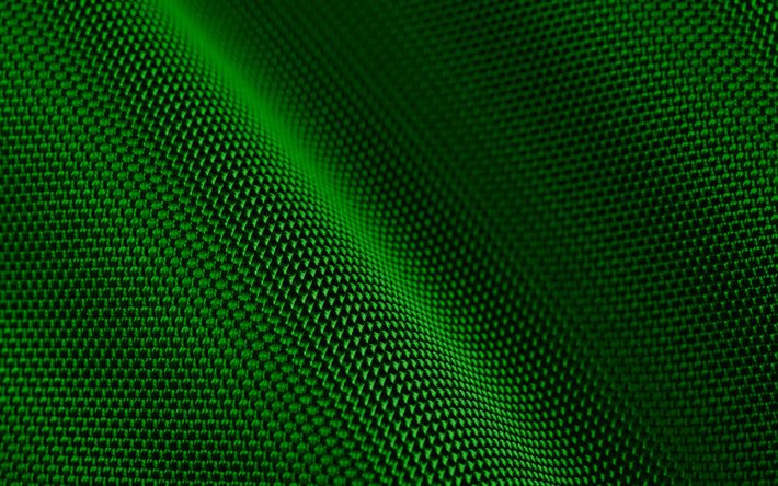 green fabric background, 4K, wavy fabric textures, 3D textures, green fabric, close-up, fabric backgrounds, wavy fabric