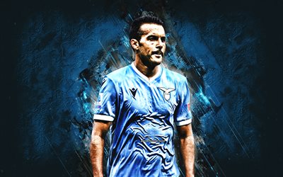 Pedro, SS Lazio, portrait, Spanish football player, blue stone background, Serie A, Italy, football, Lazio, Pedro Eliezer Rodriguez Ledesma