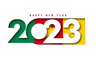 Happy New Year 2023 Cameroon, white background, Cameroon, minimal art, 2023 Cameroon concepts, Cameroon 2023, 2023 Cameroon background, 2023 Happy New Year Cameroon