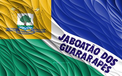 4k, 자보타오 도스 구아라라페스 국기, 물결 모양의 3d 플래그, 브라질 도시, jaboatao dos guararapes의 국기, jaboatao dos guararapes의 날, 3d 파도, 브라질의 도시, 자보타오 도스 구아라라페스, 브라질