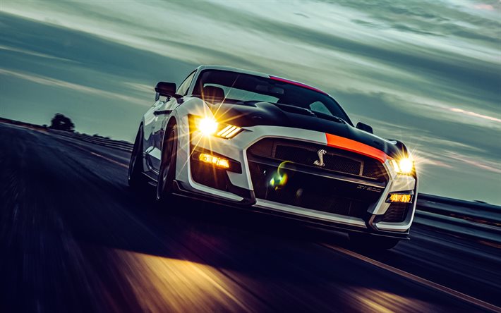 hennessey venom 1200 mustang gt500, 4k, phares, 2023 voitures, supercars, réglage, ford mustang gt500 2023, voitures américaines, gué