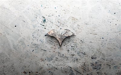 logo in pietra di batwoman, 4k, sfondo di pietra, logo 3d di batwoman, supereroi, creativo, il logo di batwoman, arte del grunge, batwoman