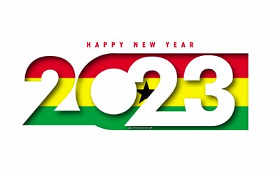 bonne année 2023 ghana, fond blanc, ghana, art minimal, concepts ghana 2023, ghana 2023, 2023 contexte du ghana, 2023 bonne année ghana