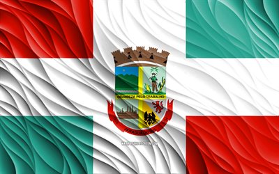 4k, drapeau jaragua do sul, drapeaux 3d ondulés, villes brésiliennes, drapeau de jaragua do sul, jour de jaragua do sul, vagues 3d, villes du brésil, jaragua do sul, brésil