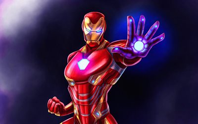 4k, Iron Man, 3D art, superheroes, battle, Marvel Comics, Cartoon Iron Man, creative, Iron Man 4K