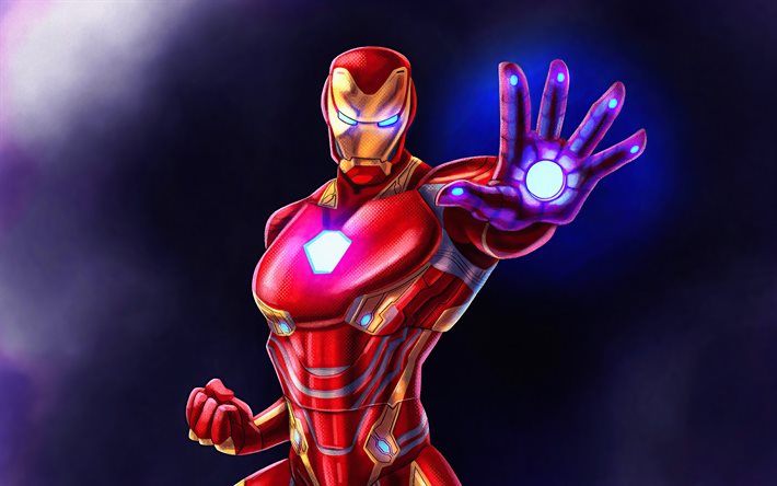 4k, iron man, 3d konst, superhjältar, slåss, marvel comics, tecknad iron man, kreativ, iron man 4k