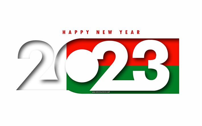 feliz ano novo 2023 madagascar, fundo branco, madagáscar, arte mínima, conceitos de madagascar 2023, madagáscar 2023, fundo de madagascar 2023, 2023 feliz ano novo madagascar