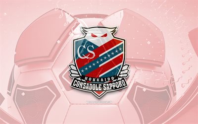홋카이도 콘사도레 삿포로 3d 로고, 4k, 빨간 축구 배경, j1리그, 축구, 일본 축구 클럽, 홋카이도 콘사도레 삿포로 로고, 홋카이도 콘사도레 삿포로 엠블럼, 홋카이도 콘사도레 삿포로 fc, 스포츠 로고, 홋카이도 콘사도레 삿포로