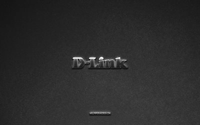 D-Link logo, brands, gray stone background, D-Link emblem, popular logos, D-Link, metal signs, D-Link metal logo, stone texture
