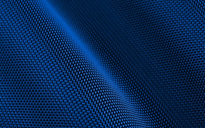 青い布の背景, 4k, 波状の生地のテクスチャ, 3d テクスチャ, 青い布, 閉じる, 生地の背景, 波状の生地