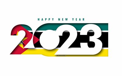 feliz año nuevo 2023 mozambique, fondo blanco, mozambique, arte mínimo, conceptos de mozambique 2023, mozambique 2023, fondo mozambiqueño 2023, 2023 feliz año nuevo mozambique