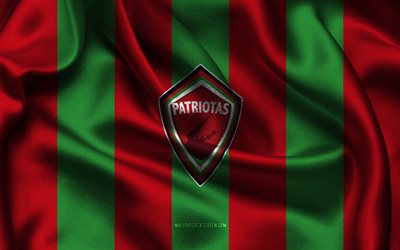 4k, patriotas boyaca logo, rotgrüner seidenstoff, kolumbianische fußballmannschaft, patriotas boyaca emblem, kategorie primera a, patriotas boyaca, kolumbien, fußball, patriotas boyaca flagge, patrioten
