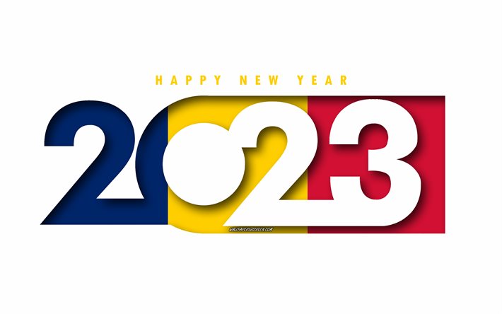 नया साल मुबारक हो 2023 चाड, सफेद पृष्ठभूमि, काग़ज़ का टुकड़ा, न्यूनतम कला, 2023 चाड अवधारणाओं, चाड 2023, 2023 चाड पृष्ठभूमि, 2023 नया साल मुबारक चाड