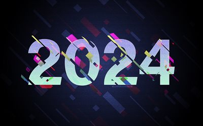 2024 سنة جديدة سعيدة, 2024 أرقام قطرية, 4k, فن تجريدي, 2024 مفاهيم, 2024 أرقام البالونات, 2024 أرقام 3d, عام جديد سعيد 2024, مبدع, 2024 خلفية زرقاء, 2024 سنة