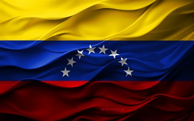 4k, venezuela, sydamerika länder, 3d venezuela flagga, sydamerika, venezuela flagga, 3d  konsistens, nationella symboler, 3d  konst
