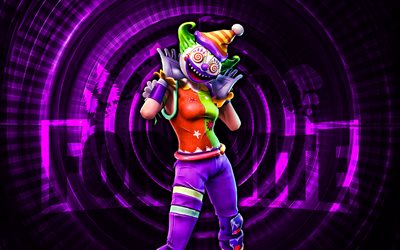 peekaboo más espeluznante fortnite, 4k, fondo espiral violeta, fortnite, creativo, piel peekaboo más espeluznante, diseño peekaboo más espeluznante de fortnite, peekaboo más espeluznante, personajes fortnite