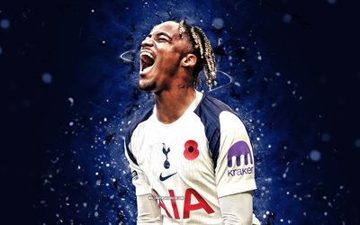 wilson odoberto, 4k, luzes de néon azuis, tottenham hotspur, primeira liga, futebolistas franceses, wilson odoberto 4k, futebol, tottenham hotspur fc, wilson odoberttottenham hotspur